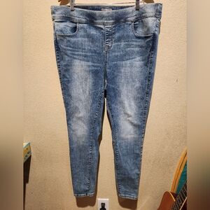 Torrid Pull On Lean Jean Denim Stretch High Rise Straight Wide Band Waist 2R